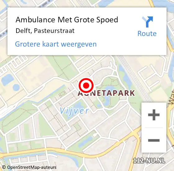 Locatie op kaart van de 112 melding: Ambulance Met Grote Spoed Naar Delft, Pasteurstraat op 9 maart 2024 08:56