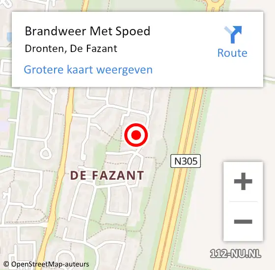 Locatie op kaart van de 112 melding: Brandweer Met Spoed Naar Dronten, De Fazant op 9 maart 2024 09:10