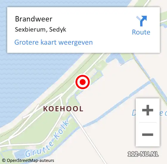 Locatie op kaart van de 112 melding: Brandweer Sexbierum, Sedyk op 9 maart 2024 09:17