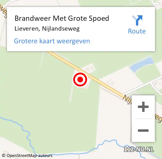 Locatie op kaart van de 112 melding: Brandweer Met Grote Spoed Naar Lieveren, Nijlandseweg op 9 maart 2024 09:17