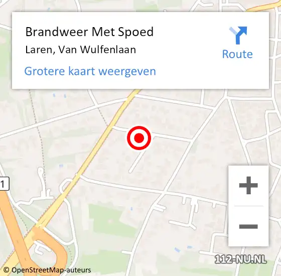 Locatie op kaart van de 112 melding: Brandweer Met Spoed Naar Laren, Van Wulfenlaan op 9 maart 2024 09:49