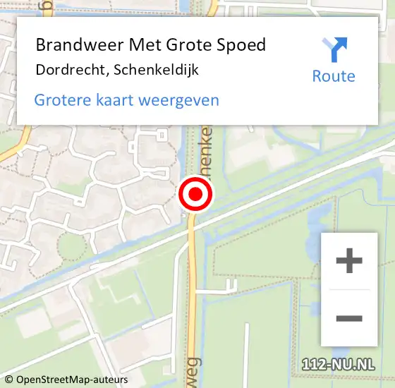 Locatie op kaart van de 112 melding: Brandweer Met Grote Spoed Naar Dordrecht, Schenkeldijk op 9 maart 2024 10:28