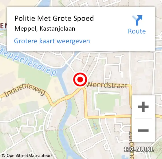 Locatie op kaart van de 112 melding: Politie Met Grote Spoed Naar Meppel, Kastanjelaan op 9 maart 2024 10:50