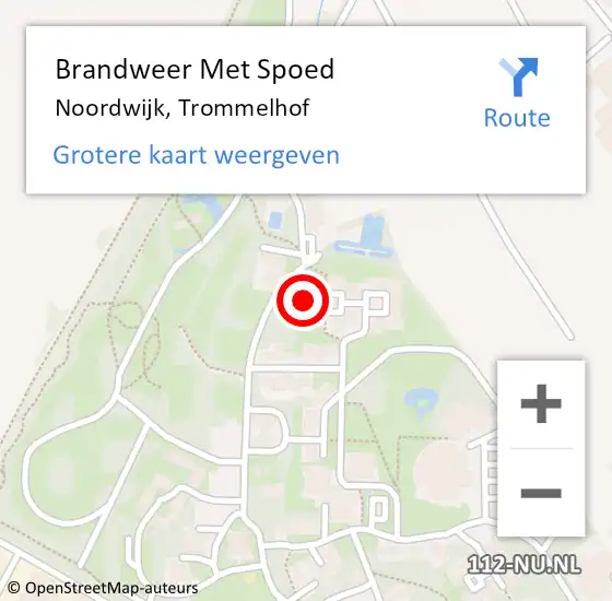 Locatie op kaart van de 112 melding: Brandweer Met Spoed Naar Noordwijk, Trommelhof op 9 maart 2024 10:51