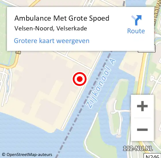 Locatie op kaart van de 112 melding: Ambulance Met Grote Spoed Naar Velsen-Noord, Velserkade op 9 maart 2024 10:55