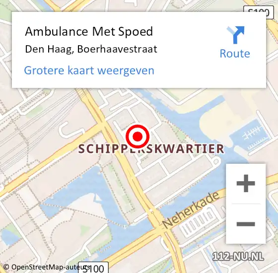 Locatie op kaart van de 112 melding: Ambulance Met Spoed Naar Den Haag, Boerhaavestraat op 9 maart 2024 11:00