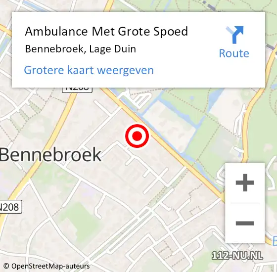 Locatie op kaart van de 112 melding: Ambulance Met Grote Spoed Naar Bennebroek, Lage Duin op 9 maart 2024 11:15