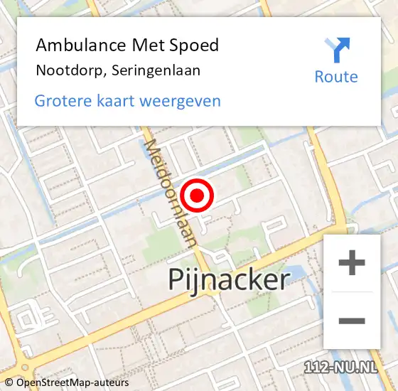 Locatie op kaart van de 112 melding: Ambulance Met Spoed Naar Nootdorp, Seringenlaan op 9 maart 2024 11:19