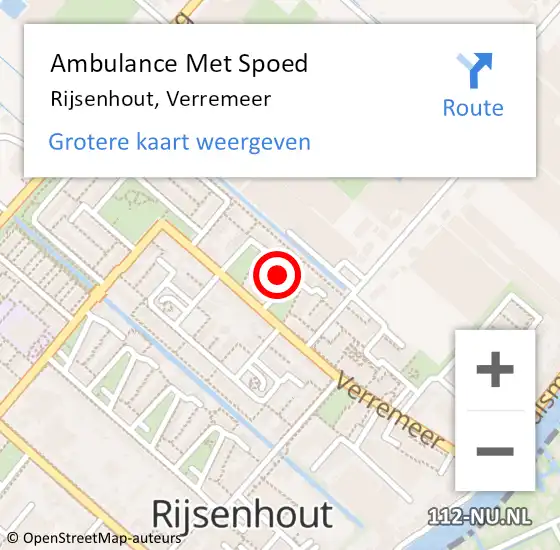 Locatie op kaart van de 112 melding: Ambulance Met Spoed Naar Rijsenhout, Verremeer op 9 maart 2024 11:27