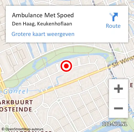 Locatie op kaart van de 112 melding: Ambulance Met Spoed Naar Den Haag, Keukenhoflaan op 9 maart 2024 11:28