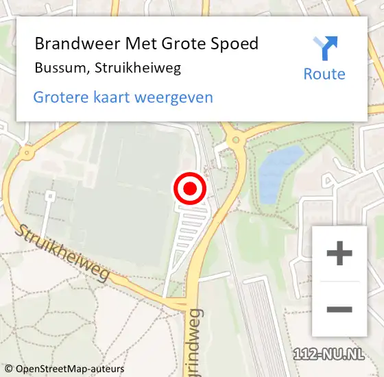 Locatie op kaart van de 112 melding: Brandweer Met Grote Spoed Naar Bussum, Struikheiweg op 9 maart 2024 11:44