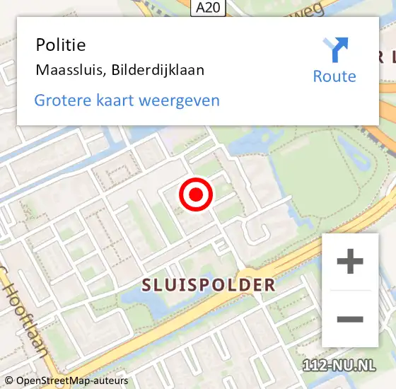 Locatie op kaart van de 112 melding: Politie Maassluis, Bilderdijklaan op 9 maart 2024 12:16