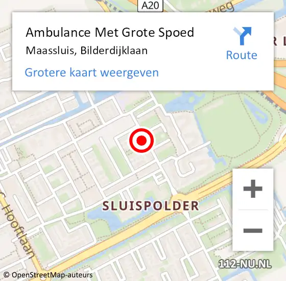 Locatie op kaart van de 112 melding: Ambulance Met Grote Spoed Naar Maassluis, Bilderdijklaan op 9 maart 2024 12:17