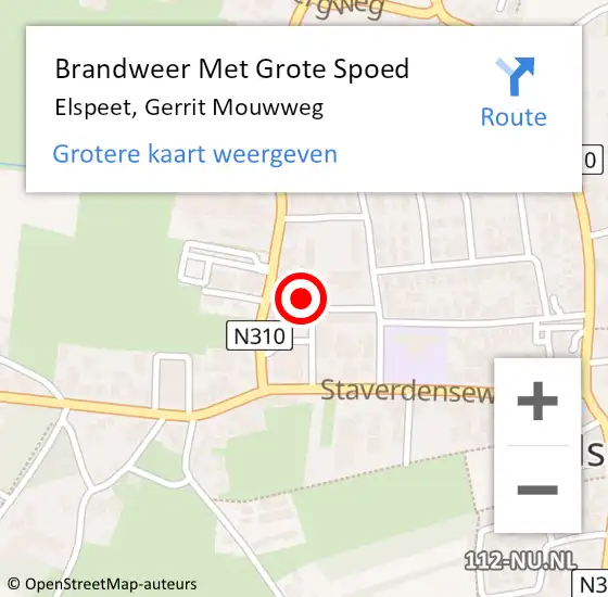 Locatie op kaart van de 112 melding: Brandweer Met Grote Spoed Naar Elspeet, Gerrit Mouwweg op 9 maart 2024 12:24