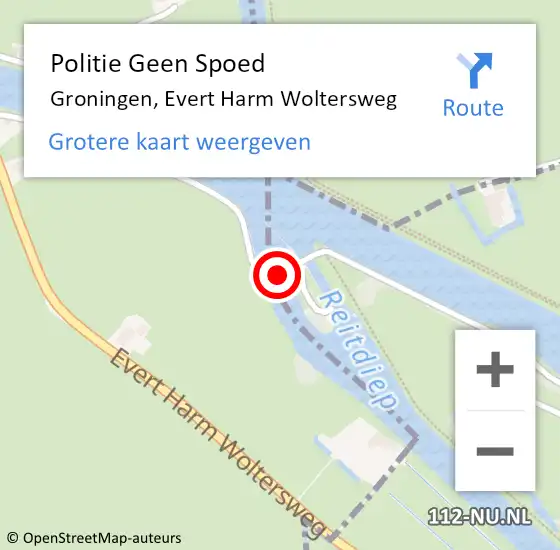 Locatie op kaart van de 112 melding: Politie Geen Spoed Naar Groningen, Evert Harm Woltersweg op 9 maart 2024 12:32