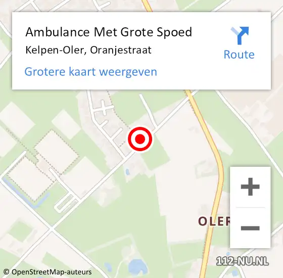 Locatie op kaart van de 112 melding: Ambulance Met Grote Spoed Naar Kelpen-Oler, Oranjestraat op 9 maart 2024 12:34