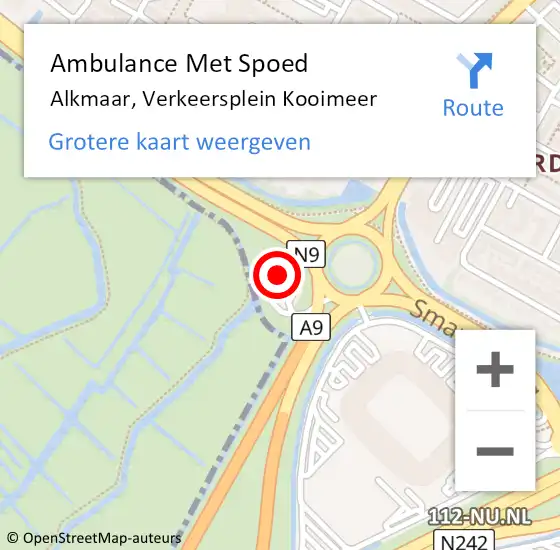 Locatie op kaart van de 112 melding: Ambulance Met Spoed Naar Alkmaar, Verkeersplein Kooimeer op 9 maart 2024 12:37