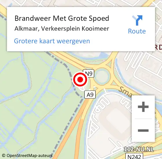 Locatie op kaart van de 112 melding: Brandweer Met Grote Spoed Naar Alkmaar, Verkeersplein Kooimeer op 9 maart 2024 12:41