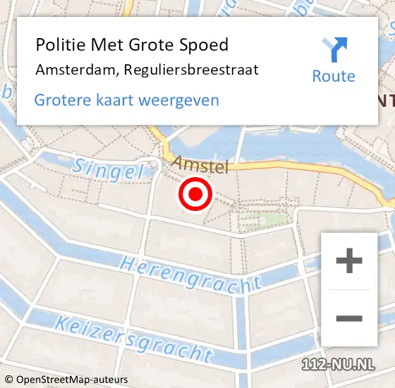 Locatie op kaart van de 112 melding: Politie Met Grote Spoed Naar Amsterdam, Reguliersbreestraat op 9 maart 2024 13:01