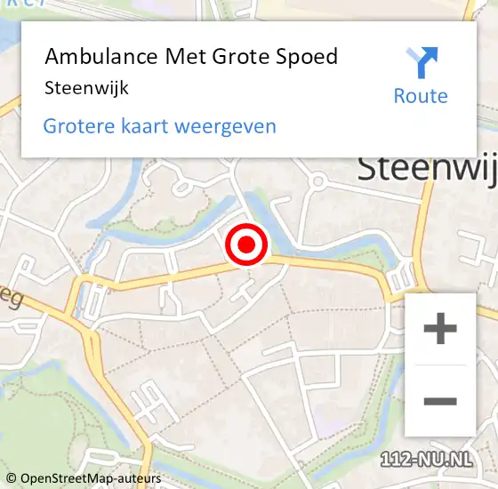 Locatie op kaart van de 112 melding: Ambulance Met Grote Spoed Naar Steenwijk op 9 maart 2024 13:03