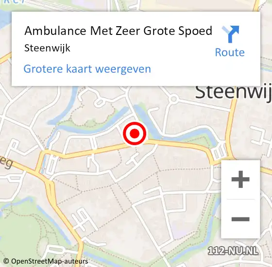Locatie op kaart van de 112 melding: Ambulance Met Zeer Grote Spoed Naar Steenwijk op 9 maart 2024 13:04