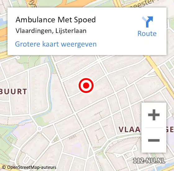 Locatie op kaart van de 112 melding: Ambulance Met Spoed Naar Vlaardingen, Lijsterlaan op 9 maart 2024 13:37