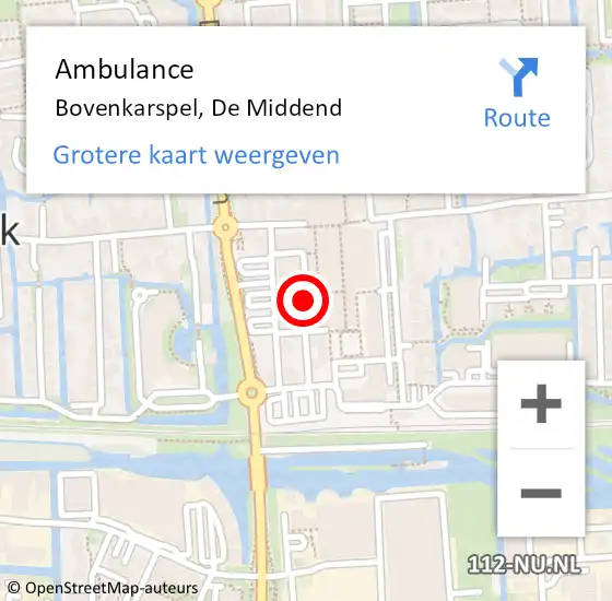 Locatie op kaart van de 112 melding: Ambulance Bovenkarspel, De Middend op 9 maart 2024 13:39