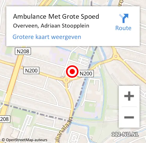 Locatie op kaart van de 112 melding: Ambulance Met Grote Spoed Naar Overveen, Adriaan Stoopplein op 9 maart 2024 13:40