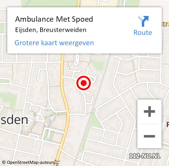 Locatie op kaart van de 112 melding: Ambulance Met Spoed Naar Eijsden, Breusterweiden op 28 september 2014 15:52