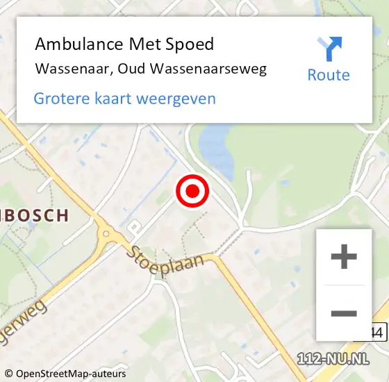 Locatie op kaart van de 112 melding: Ambulance Met Spoed Naar Wassenaar, Oud Wassenaarseweg op 9 maart 2024 13:41