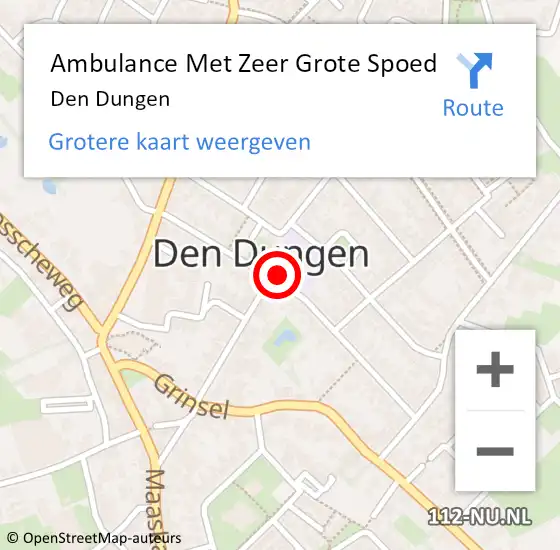 Locatie op kaart van de 112 melding: Ambulance Met Zeer Grote Spoed Naar Den Dungen op 9 maart 2024 14:07