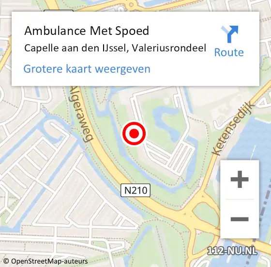 Locatie op kaart van de 112 melding: Ambulance Met Spoed Naar Capelle aan den IJssel, Valeriusrondeel op 9 maart 2024 14:46