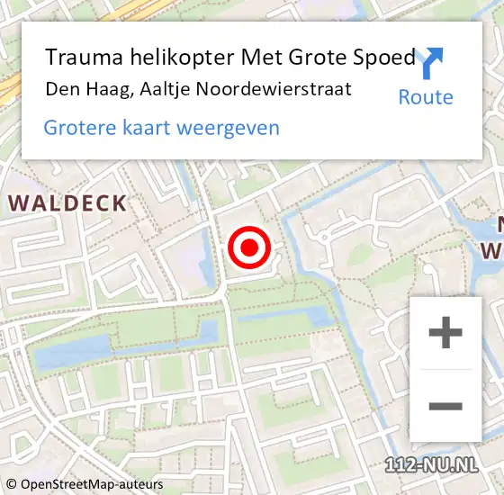 Locatie op kaart van de 112 melding: Trauma helikopter Met Grote Spoed Naar Den Haag, Aaltje Noordewierstraat op 9 maart 2024 14:46