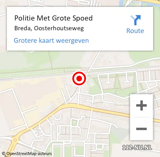Locatie op kaart van de 112 melding: Politie Met Grote Spoed Naar Breda, Oosterhoutseweg op 9 maart 2024 14:47