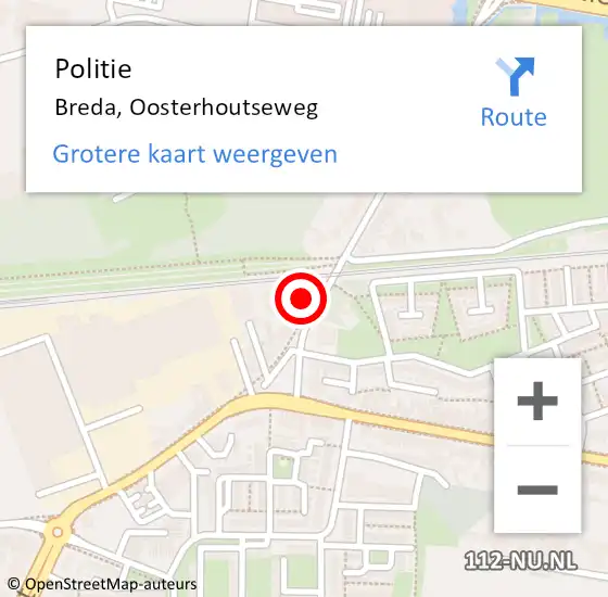 Locatie op kaart van de 112 melding: Politie Breda, Oosterhoutseweg op 9 maart 2024 14:47
