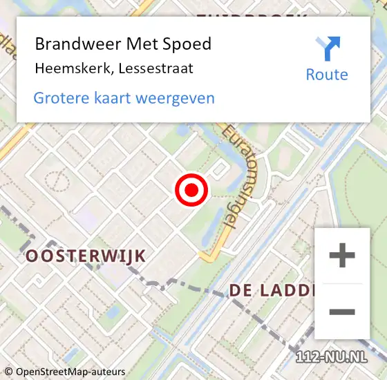 Locatie op kaart van de 112 melding: Brandweer Met Spoed Naar Heemskerk, Lessestraat op 9 maart 2024 15:06