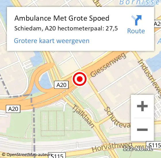 Locatie op kaart van de 112 melding: Ambulance Met Grote Spoed Naar Schiedam, A20 hectometerpaal: 27,5 op 9 maart 2024 15:08