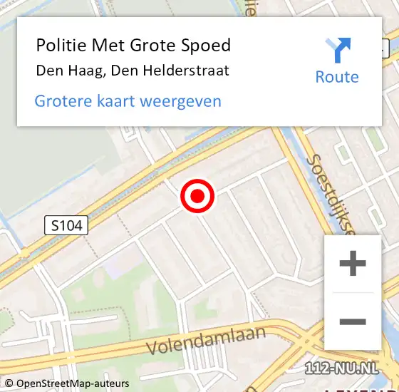 Locatie op kaart van de 112 melding: Politie Met Grote Spoed Naar Den Haag, Den Helderstraat op 9 maart 2024 15:16