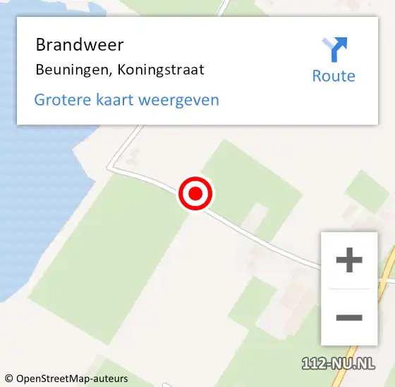 Locatie op kaart van de 112 melding: Brandweer Beuningen, Koningstraat op 9 maart 2024 15:18