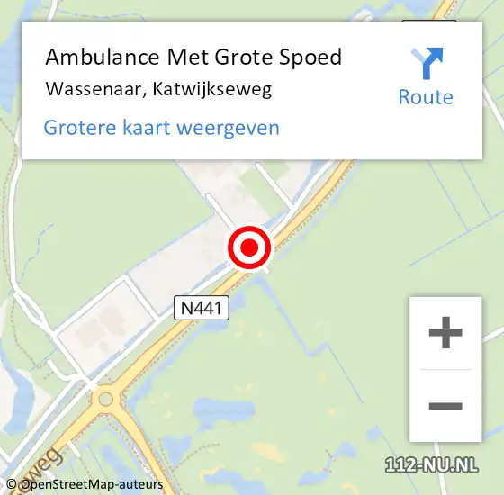 Locatie op kaart van de 112 melding: Ambulance Met Grote Spoed Naar Wassenaar, Katwijkseweg op 9 maart 2024 15:25