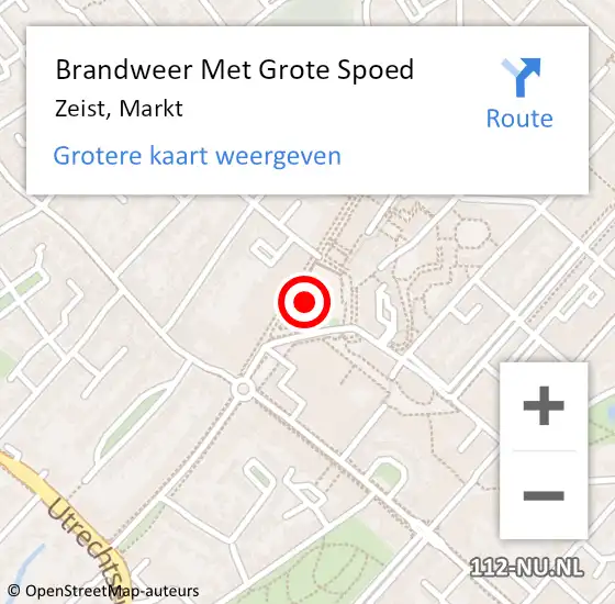 Locatie op kaart van de 112 melding: Brandweer Met Grote Spoed Naar Zeist, Markt op 9 maart 2024 15:37