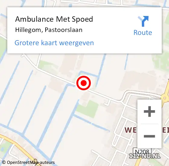 Locatie op kaart van de 112 melding: Ambulance Met Spoed Naar Hillegom, Pastoorslaan op 9 maart 2024 16:09