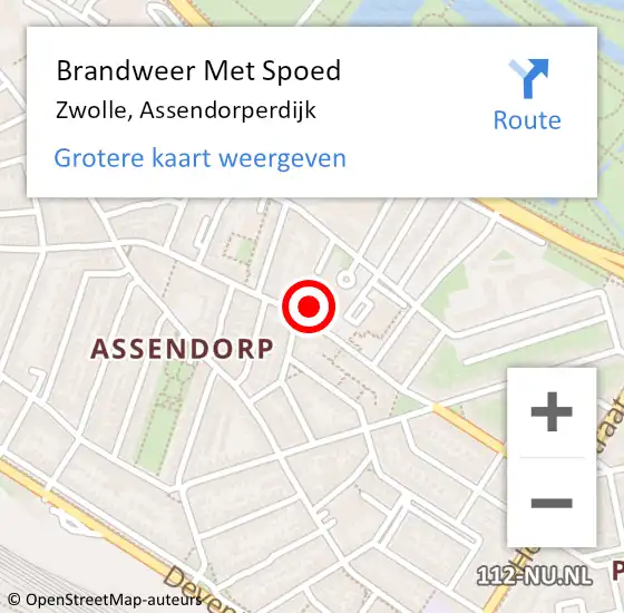 Locatie op kaart van de 112 melding: Brandweer Met Spoed Naar Zwolle, Assendorperdijk op 9 maart 2024 16:33