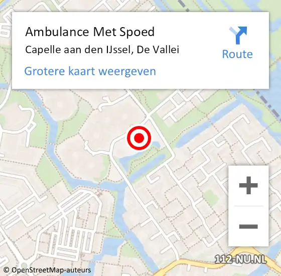 Locatie op kaart van de 112 melding: Ambulance Met Spoed Naar Capelle aan den IJssel, De Vallei op 9 maart 2024 16:34