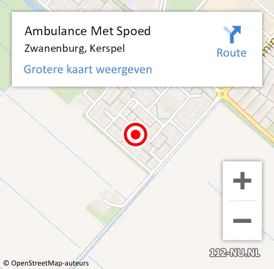 Locatie op kaart van de 112 melding: Ambulance Met Spoed Naar Zwanenburg, Kerspel op 9 maart 2024 16:36