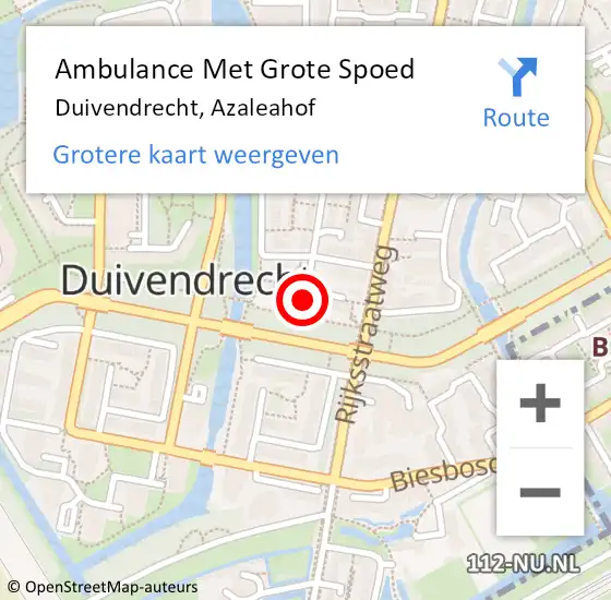 Locatie op kaart van de 112 melding: Ambulance Met Grote Spoed Naar Duivendrecht, Azaleahof op 9 maart 2024 16:49