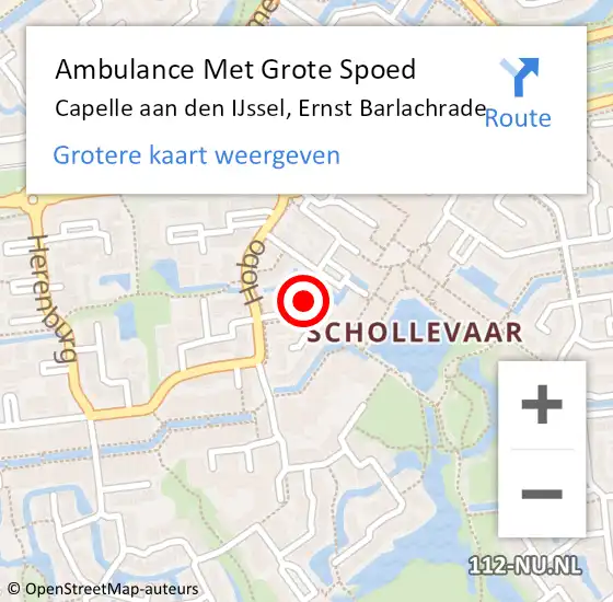 Locatie op kaart van de 112 melding: Ambulance Met Grote Spoed Naar Capelle aan den IJssel, Ernst Barlachrade op 9 maart 2024 17:36