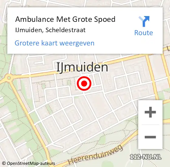 Locatie op kaart van de 112 melding: Ambulance Met Grote Spoed Naar IJmuiden, Scheldestraat op 9 maart 2024 18:23