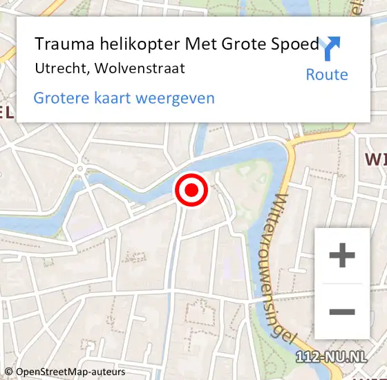 Locatie op kaart van de 112 melding: Trauma helikopter Met Grote Spoed Naar Utrecht, Wolvenstraat op 9 maart 2024 18:50