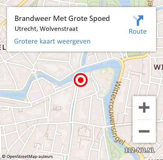 Locatie op kaart van de 112 melding: Brandweer Met Grote Spoed Naar Utrecht, Wolvenstraat op 9 maart 2024 18:56